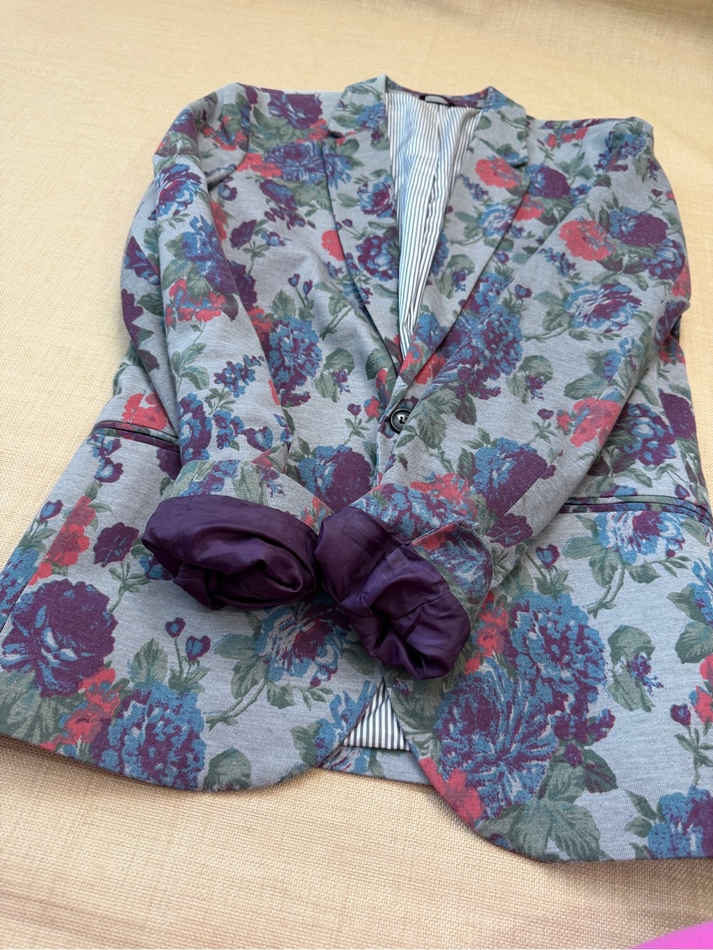 Zara Floral Jersey-like Texture Blazer Jacket - Picture 2 of 16